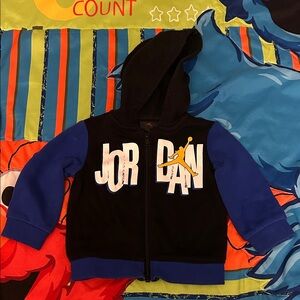 Jordan Kids' Black and Blue Zip-Up Hoodie